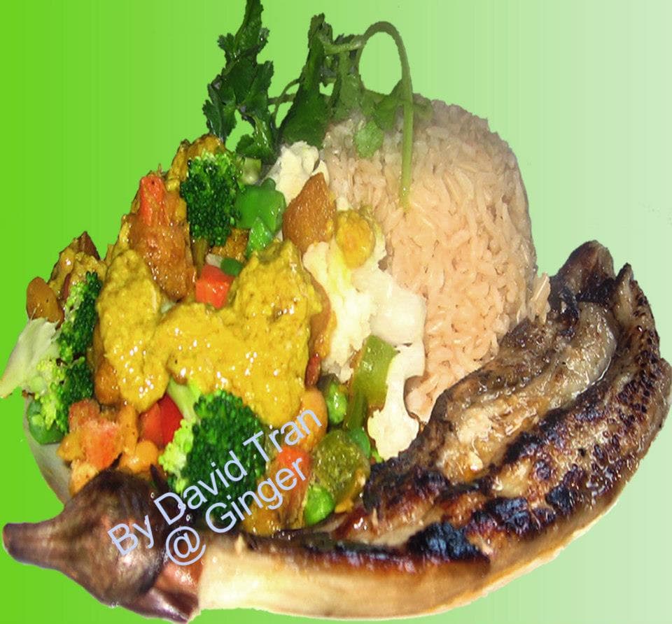 Curry Tofu & Mixed Vegetable & Eggplant with Brown Rice Specialty Plate