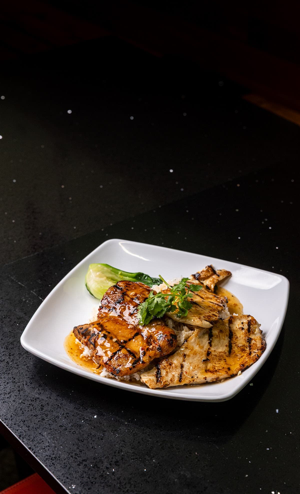 Grilled Chicken & Pork Chop Rice Plate