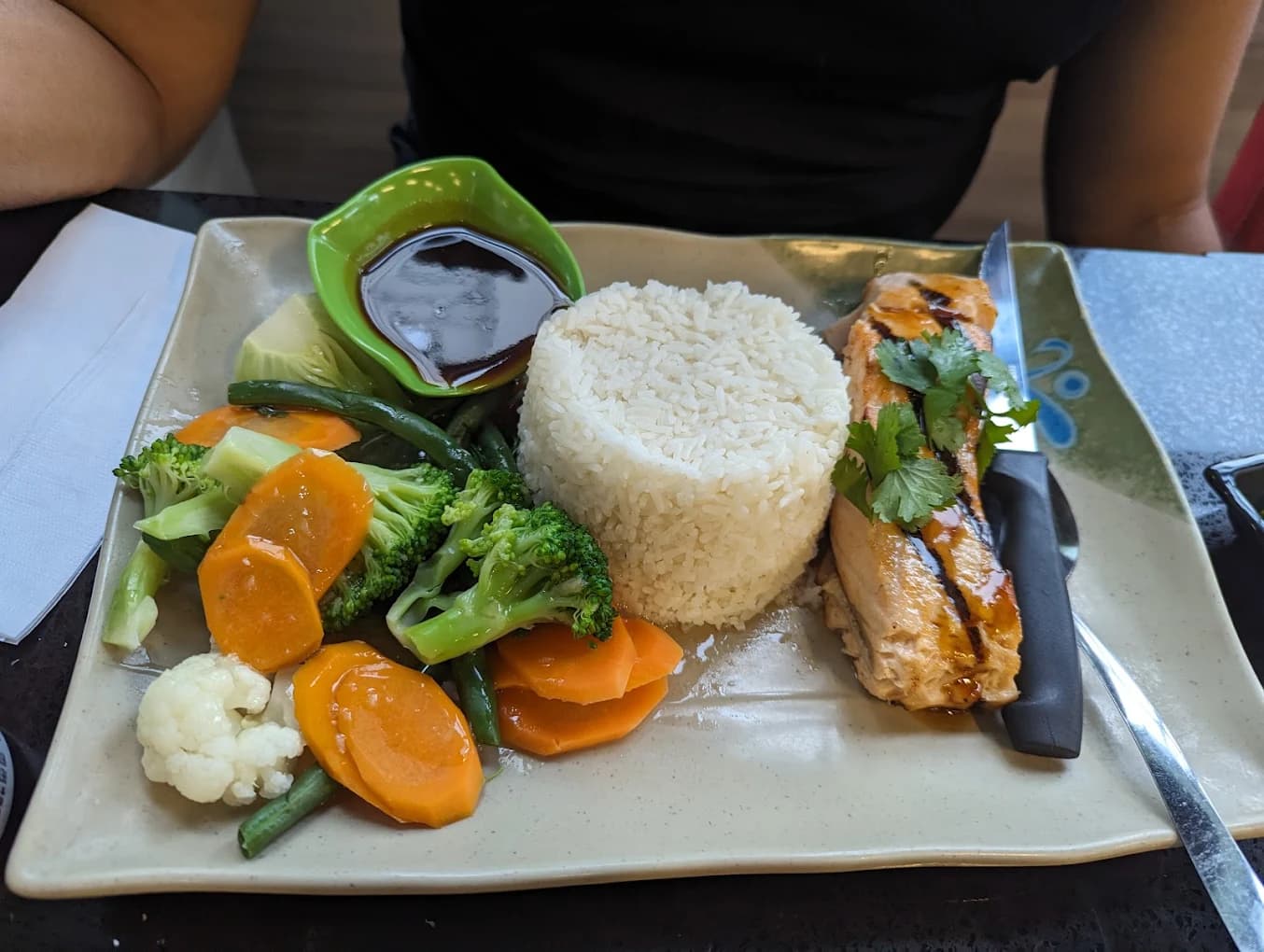 Teriyaki Salmon & Mixed Vegetable Rice Plate